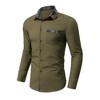 Mens Long Sleeve Shirt Collar Button Plaid Color Block Cuff Pocket Tops - 2 of 3