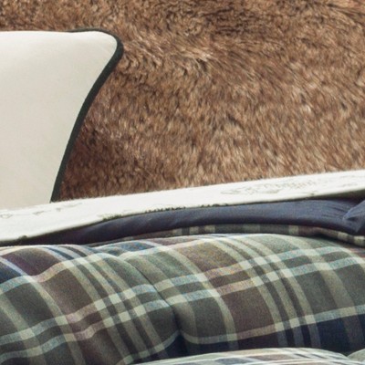 Full Navy Plaid Reversible Microfiber Comforter Set