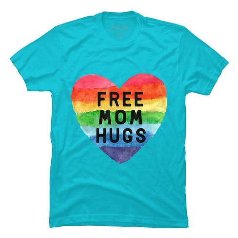 Design By Humans Free Mom Hugs Pride Watercolor Heart By Covi T-shirt ...