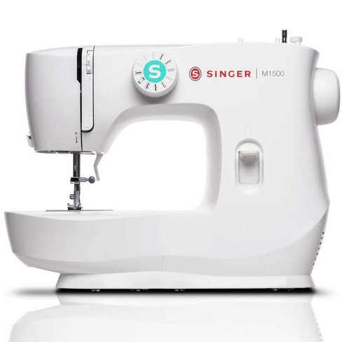 Singer M1500 Portable Sewing Machine with 57 Stitch Applications, Pack of Needles, Bobbins, Seam Ripper, Zipper Foot, and More Accessories, White - image 1 of 4