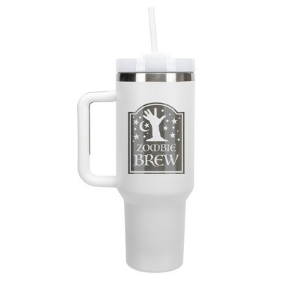 100 North Zombie Brew RIP Tombstone Halloween Wrap-Around 40 Oz. Stainless Steel Water Bottle Coffee Mug, Spill & Leak Resistant, Travel Tumbler with