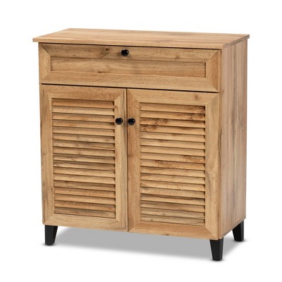 Coolidge Wood 1 Drawer Storage Cabinet Oak Brown - Baxton Studio