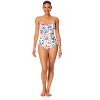 Women's Watercolor Paisley Twist Front Shirred One Piece Swimsuit - 3 of 4