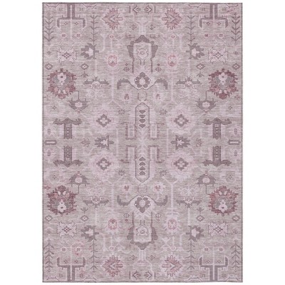 Pink Mauve And Blush Oriental Washable Indoor Outdoor Area Rug