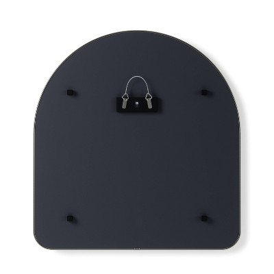 Metallic Titanium Arched Wall Mirror with Thin Rim