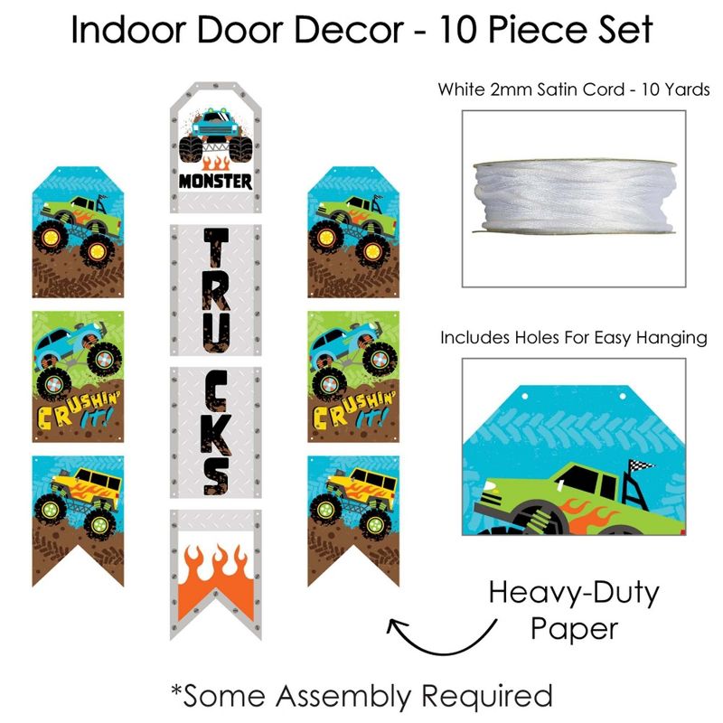 Big Dot of Happiness Smash and Crash - Monster Truck - Hanging Vertical Paper Door Banners - Boy Birthday Party Wall Decor Kit- Indoor Door Decor, 5 of 8