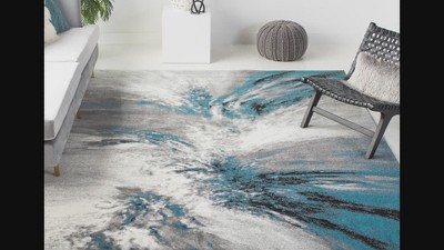 Mystic Glacier Abstract Hand-Knotted Gray Runner Rug