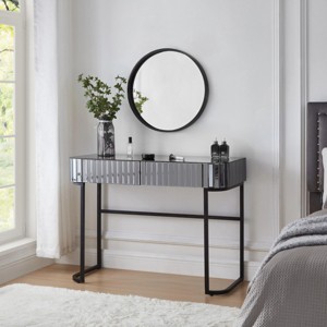 Vanity Table Modern with Drawers and Tempered Glass Top for Bedroom 39.4in Wide-3irtyhousy - 1 of 4