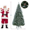Slim Artificial Christmas Tree with Snow-Dusted Pinecones, Frosted PVC Tips, Foldable Metal Stand, Green - 2 of 4