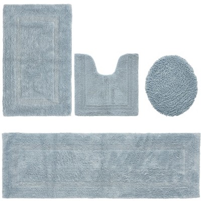 Lux Premium 100% Cotton Tufted Solid Reversible 4 Piece Bath Rug Set – Ultra-Soft, Water-Absorbent, Durable, Machine Washable Bathroom Rug