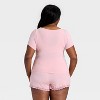 Women's Ribbed Short Sleeve Shirt and Shorts Pajama Set - Auden™ - 2 of 3