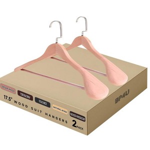 BP4U Premium Wide Shoulder Wooden Suit Hangers, 17.5-Inch Heavy-Duty Solid Wood Coat Hangers for Men's Suits & Coats - 1 of 4