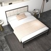 Metal Bed Frame with Upholstered Square Stitched Headboard, Faux Leather Platform Bed Frame, Steel Slats Support, Box Spring Optional - 2 of 4