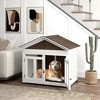 PawHut 40"L Dog House Outdoor Indoor, Wooden Dog Kennel for Small, Medium, Large Dogs, with Air Vents & Elevated Removable Floor, Magnetic Doors - 3 of 4