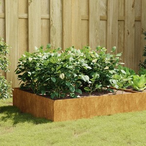 vidaXL Garden Raised Bed 39.4"x39.4"x16.1" Corten Steel - 1 of 4