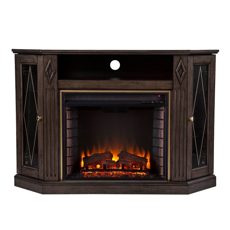 Stonstian Fireplace with Media Storage Brown/Gold - Aiden Lane, 1 of 17