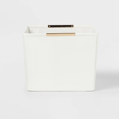 Faux Leather Basket Ivory with Gold Metal Handles - Threshold™