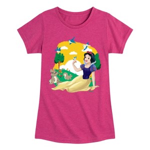 Girls' - Disney Princess - Snow White Forest Animal Friends Fitted Short Sleeve Graphic T-Shirt - 1 of 4