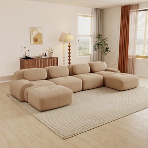 Aukfa Modular Corduroy Sectional Sofa with Ergonomic Support - Pet Friendly, Easy Assembly, Non-Slip Base Design - 1 of 4