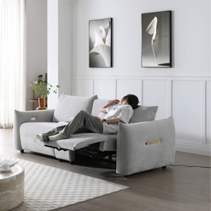 Power Lift Recliner Sofa with USB Charging - Linen Upholstered Living Room Sleeper with 2 Cup Holders, Storage Box , Home Theater Seating - 1 of 4