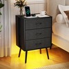 Dolonm 2 Pack Modern Nightstand with Charging Station, Bedside Tables with LED Light and Fabric Drawers,2-Layer Drawer - 3 of 4
