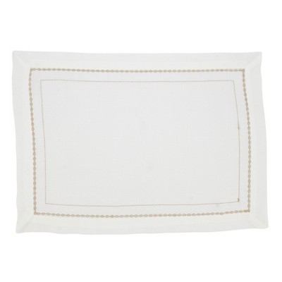 Gold Embroidered Chainlink Polyester Rectangle Placemats, Set of 4