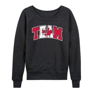 Women's - Instant Message - Team Canada Lightweight French Terry Wide Neck Long Sleeve Graphic Shirt - 1 of 4