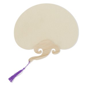 Unique Bargains Portable Double-Sided Short Handle Round Xuan Paper Plover Folding Fan 1 Pc - 1 of 4