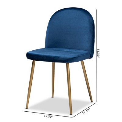 Navy Blue Velvet & Gold Metal Low Arm Chair with Cane Accents