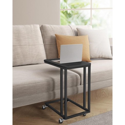 Vasagle End Table, C Shaped Tv Tray With Metal Frame Rolling Casters For  Coffee Laptop Mobile Tablet, Industrial Side Table : Target