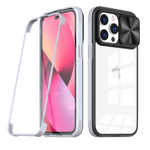 Full Protection With Mobile Phone Protective Film Slide Camera Lens Phone  Case For iPhone 14 Pro Max In Gray