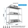 YONWAY 3 Tier Metal Shelf, Height Adjustable Storage Shelves Comes With 4 Leveling Feet Shelf Liner Waterproof For Closet Kitchen Garage - 3 of 4