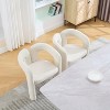 MAYEERTY Modern Soft Chenille Accent Chair - Open Back 3-Leg Barrel - Comfy Dining Set of 2 (Beige) - 3 of 4
