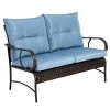 Outdoor 4 Pcs Furniture Set, Sofas with Steel Frame and PE Cushions, Wicker Conversation Sets with Rattan Chair and Coffee Table-Coolbibila - 4 of 4