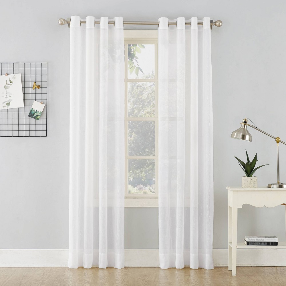 Photos - Curtains & Drapes 63"x51" Erica Crushed Sheer Voile Grommet Curtain Panel White - No. 918