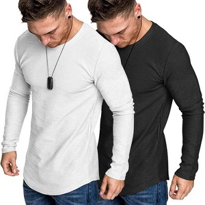 COOFANDY 2 Pack T Shirt Tee Round Neck Long Sleeve Slim Fit T-shirt - 1 of 4