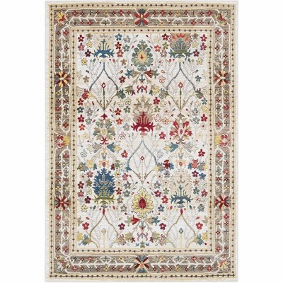 Hauteloom Neola White/Brown Damask Area Rug