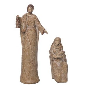 Transpac 12 in Brown Christmas Carved Nativity Family Set of 2 Decorative Resin Sculpture for Holiday Decor - 1 of 2