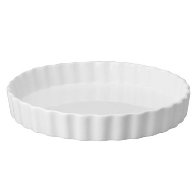 HIC Harold Import Co White Porcelain 10 Inch Round Fluted Quiche Dish