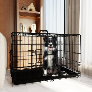 JUJABU Dog Cage with Divider and Plastic Leak-Proof Pan Tray - 1 of 4