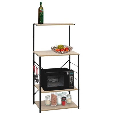 VidaXL Microwave Cabinet Black and Oak 23.6"x15.6"x48.4" Engineered Wood