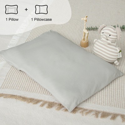 Biloban-Toddler Pillow & Pillowcase, 100% Natural Cotton Pillowcase & Pillow Set, 13"X18" Thin & Small Pillow for Infant
