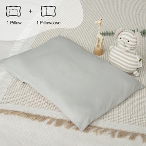 Biloban-Toddler Pillow & Pillowcase, 100% Natural Cotton Pillowcase & Pillow Set, 13"X18" Thin & Small Pillow for Infant - 1 of 4