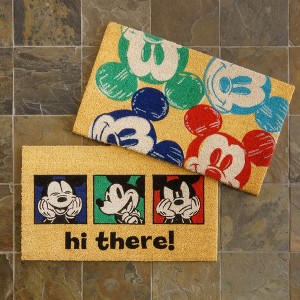 Licensed Disney Mickey Mouse Everyday Christmas Holiday Modern Graphic Novelty Natural Coir Non-Slip Indoor/ Outdoor 2 Pack Door Mat Set, 20x34 - 1 of 4