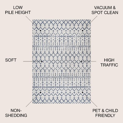 Ivory and Navy Diamond Pattern 8' x 10' Area Rug