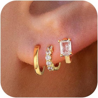 Gold Hoop Earrings for Women Trendy,14K Real Gold Plated Cute Stud Earrings Small Huggie Hoop Earrings non tarnish Jewelry for Women