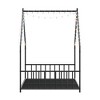 Lyngins Twin Size Bed Frame, Kids' House Bed Frame with Roof & Colorful Lights, Metal  Floor Bed Frame with Slats and Legs, Toddler Bed with Backrest - 4 of 4