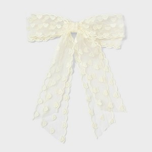 Girls' Heart Lace Bow Barrette - Cat & Jack™ Cream - 1 of 3