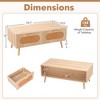 Costway Rattan Coffee Table Mid Century Modern Center Table with 2 Storage Drawers - 3 of 4
