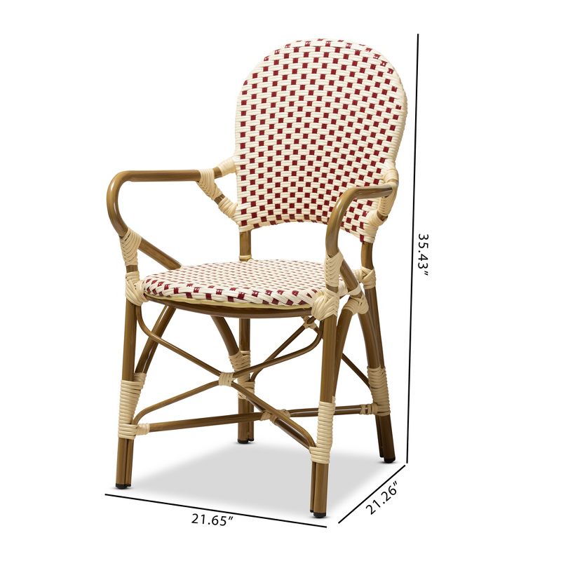 Set of 2 Seva Indoor and Outdoor Stackable Bistro Dining Chairs Beige/Red - BaxtonStudio, 6 of 9
